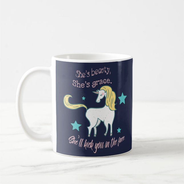 Mug La licorne, beauté, grâce, donnent un coup de pied (Gauche)