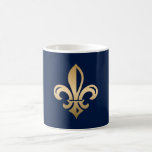 Mug La luxueuse Gold Fleur de Lis Navy<br><div class="desc">Luxueuse tasse à café en or Fleur de Lis Navy.</div>