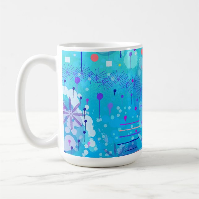 Mug La Machine à Bulles : Art Abstrait Bleu (Gauche)