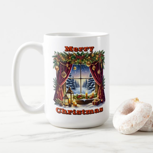 Mug La magie de l'hiver à travers le verre (Avec donut)