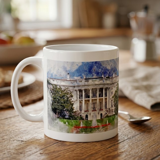 Mug La Maison Blanche à Washington DC – Façade Sud (The White House in Washington DC – Southern Facade. Coffee Mug)