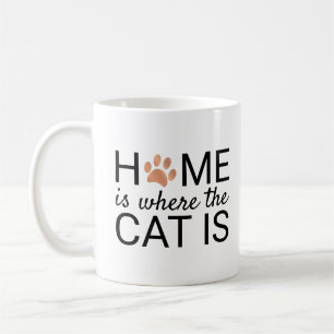 Mug La Maison Est Là Où Est Le Chat Rose Or Feuille Em