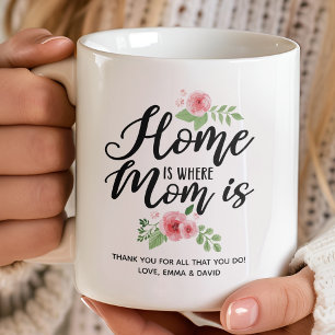 Mug La maison est où est maman personnalisé Merci