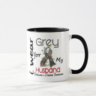Mug La maladie de Parkinsons je porte le gris pour mon