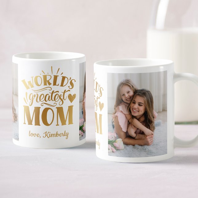 Mug La maman la plus grande du monde Collage photo per (A personalized photo collage mug for the best mom ever. She’ll love it.)