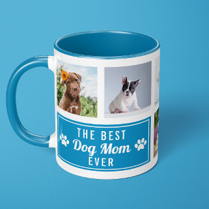 Mug La Meilleure Maman de Chien Photo Collage Bleu