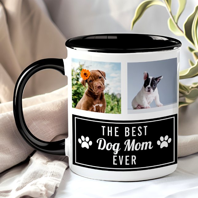 Mug La Meilleure Maman de Chien Photo Collage Noir (Créateur téléchargé)