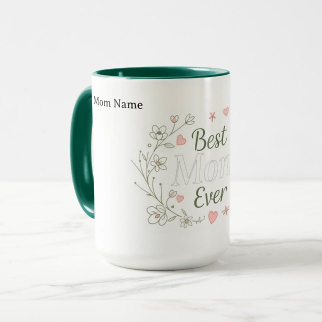 Mug La Meilleure Mère du Monde | Cadeau en Céramique d (Devant gauche)