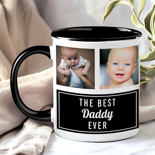 Mug La meilleure photo de collage noir pour papa (Créateur téléchargé)