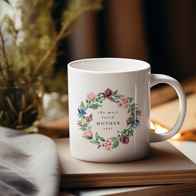 Mug La MÈRE la plus aimée Couronne florale (Créateur téléchargé)