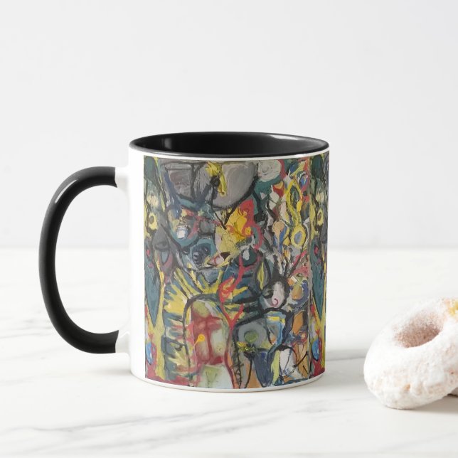 Mug "La Mission" peint la pièce Jeff Hankamer (Avec donut)