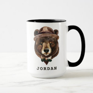 Mug La mode d'ours d'aquarelle ajoutent votre nom