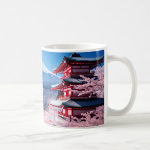 Mug La montagne du Fuji peint en saison de fleurs de c