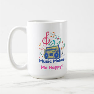 Mug La musique me rend heureux Rétro Boombox Coloré Mu