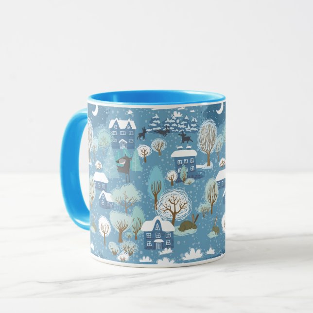 Mug La nuit d'hiver vintage village (Devant gauche)