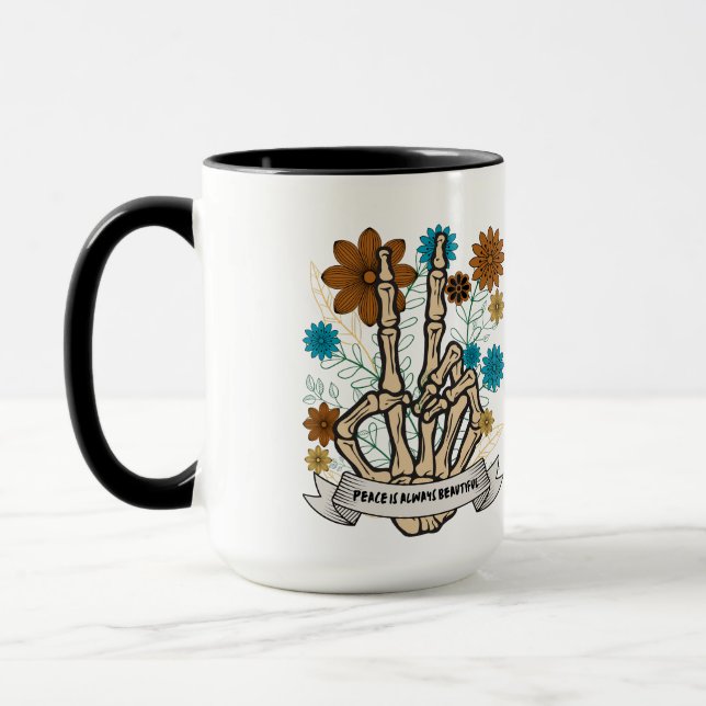 Mug La paix est toujours belle I Skeleton Flower main (Gauche)