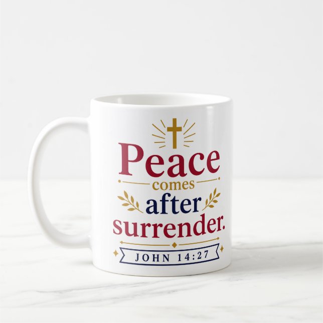 Mug La paix vient après la reddition Citation chrétien (Gauche)