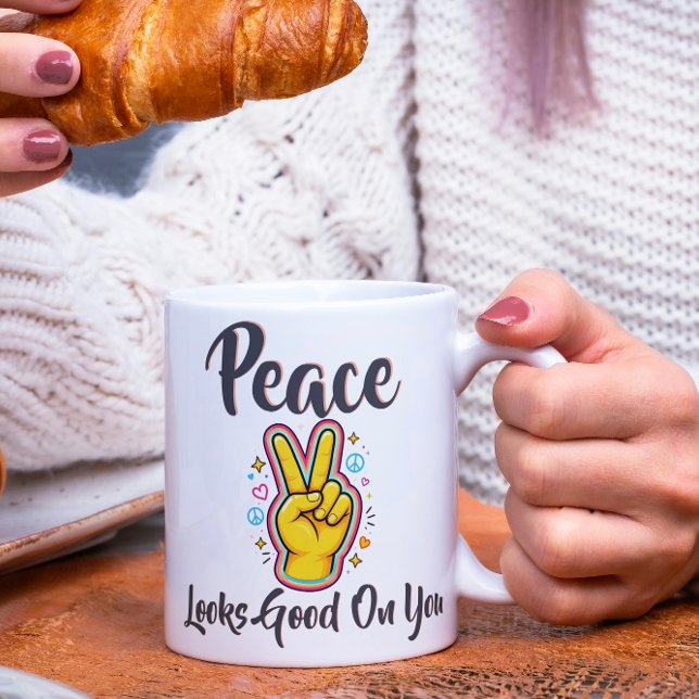 Mug La paix vous va bien – Graphisme vibes positives (Créateur téléchargé)