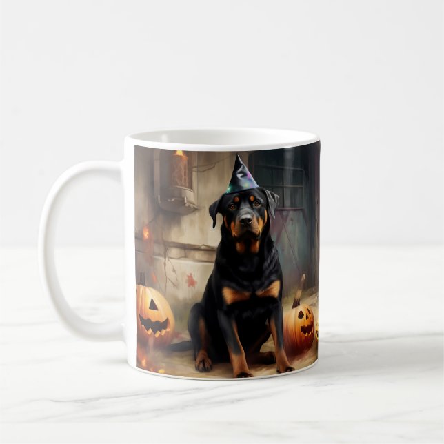 Mug La peur de l'Halloween Citrouille de Rottweiler (Gauche)