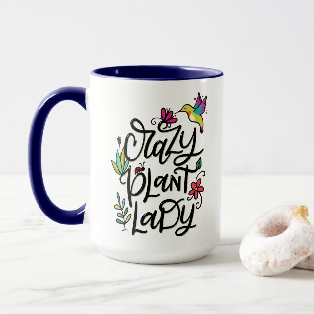 Mug La Plante folle Lady, à la main (Avec donut)