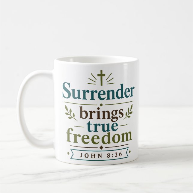 Mug La reddition apporte la vraie liberté Foi chrétien (Gauche)