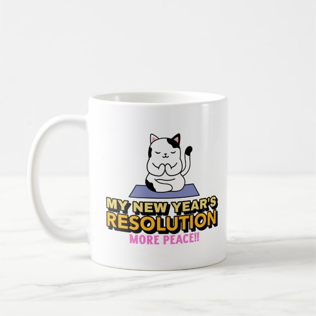 Mug La résolution du Nouvel An du chat - Plus de paix (Gauche)