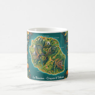 Mug La Réunion – Cirques & Volcan Carte illustrée
