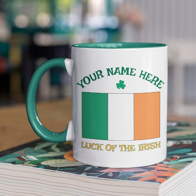 Mug La Saint-Patrick Drapeau Irlande Nom Personnalisé  (Créateur téléchargé)