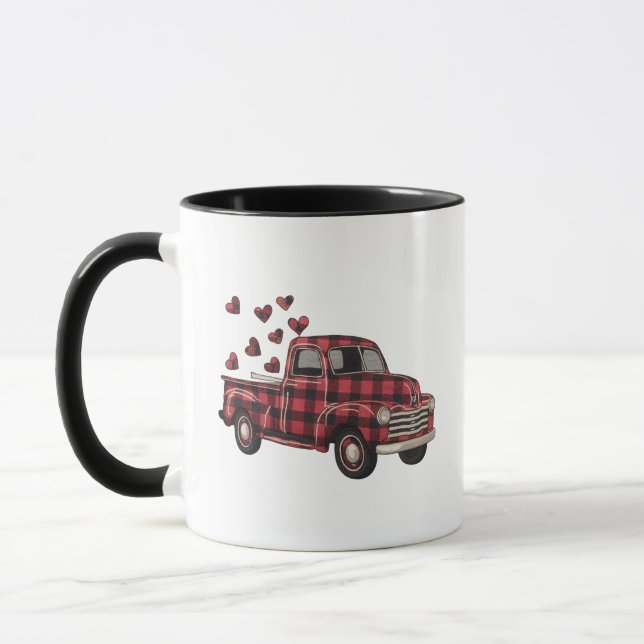 Mug La Saint-Valentin Camion Drôle Buffalo Plaid Léopa (Gauche)