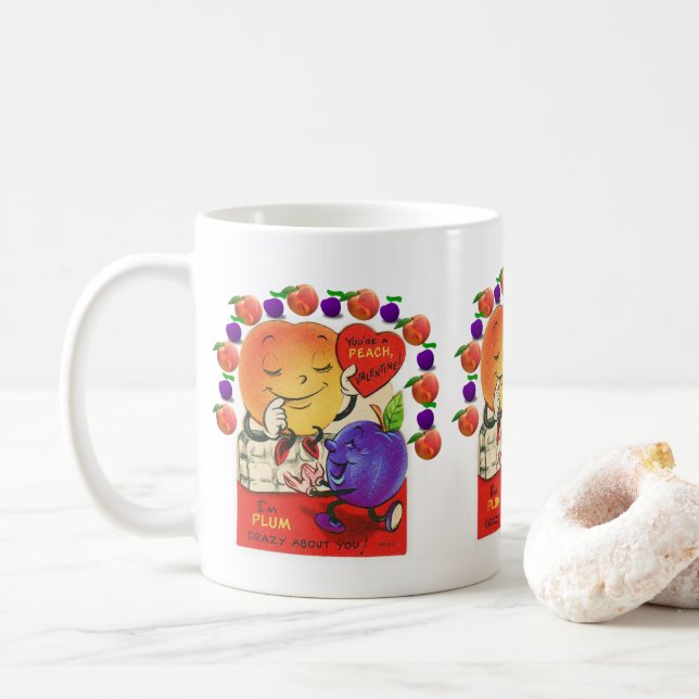 Mug La Saint Valentin, pêche aux prunes et aux cochonn (Avec donut)