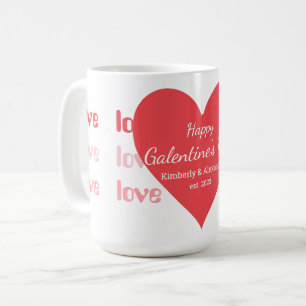 Mug La Saint-Valentin personnalisée Cœur rose et rouge