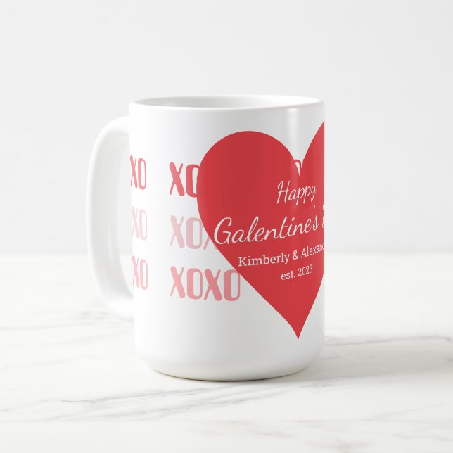 Mug La Saint-Valentin personnalisée rose et rouge (Devant gauche)