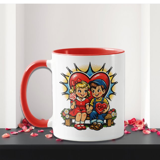 Mug La Saint-Valentin | Pop Art Rétro Personnalisé (Créateur téléchargé)