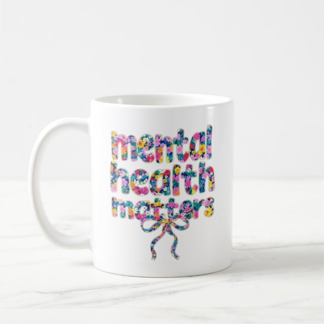 Mug 🌸 La santé mentale, ça compte Design floral (Gauche)