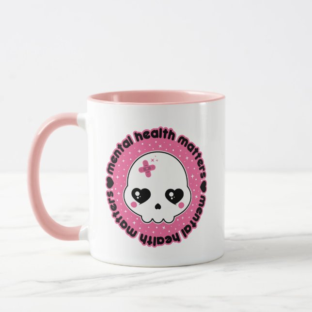 Mug La santé mentale compte Crâne Kawaii (Gauche)