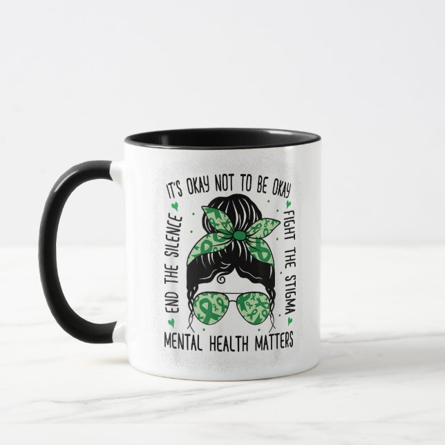 Mug La santé mentale est importante Messy Bun La santé (Gauche)