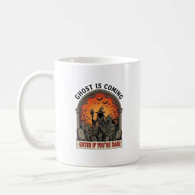 Mug La sorcière du cimetière de fantômes arrive Zombie (Gauche)