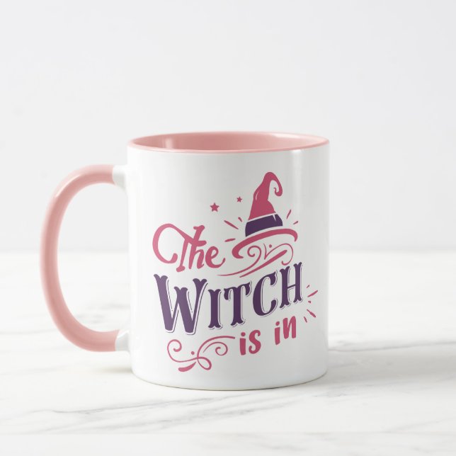 Mug La Sorcière Est Dans Chapeau De Sorcière Rose Et V (Gauche)
