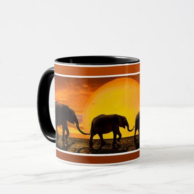 Mug La tenue d'éléphants de la famille fait un joli ch (Devant gauche)