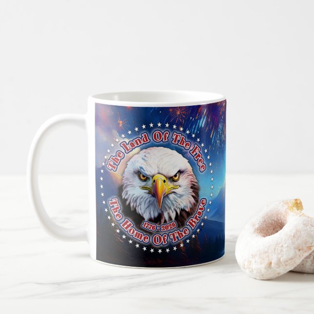 Mug La Terre Des Hommes Libres Feu D'artifice Aigle Br (Avec donut)
