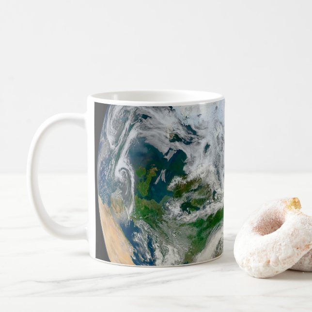 Mug La Terre Montre L'Arctique, L'Europe Et L'Asie. (Avec donut)
