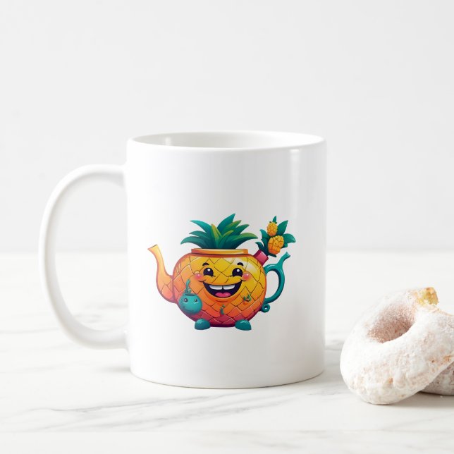 Mug La théière joyeuse et prospère de l'ananas (Avec donut)