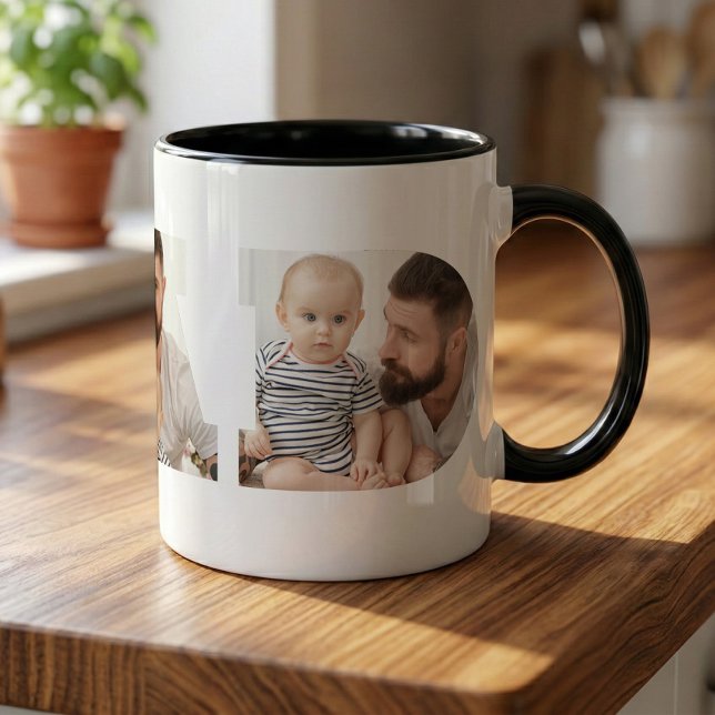 Mug La typographie de la découpe "Papa" avec 3 photos  (Créateur téléchargé)