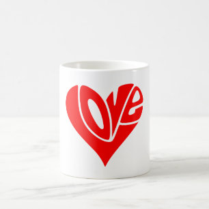 Mug La typographie de l'amour en forme de coeur
