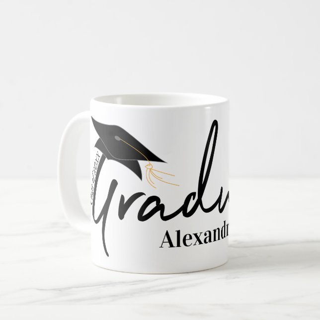 Mug La typographie des diplômés et votre nom Classe de (Devant gauche)