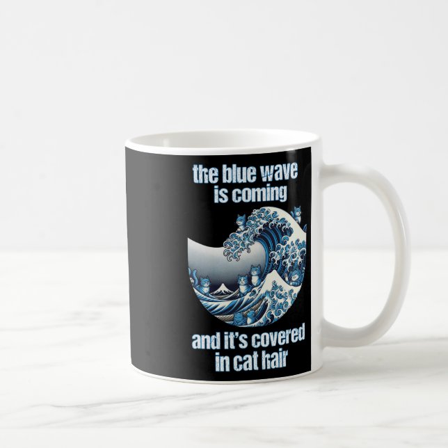 Mug La Vague Bleue Vient Couverte De Cheveux De Chat D (Droite)