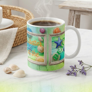 Mug La vie à la plage Sable de mer Coquillages Cadre r