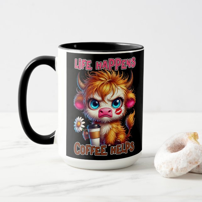 Mug La vie arrive, le café aide (Avec donut)