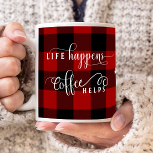 Mug La Vie arrive Le Café Aide, Le Plaid, Le Monogram