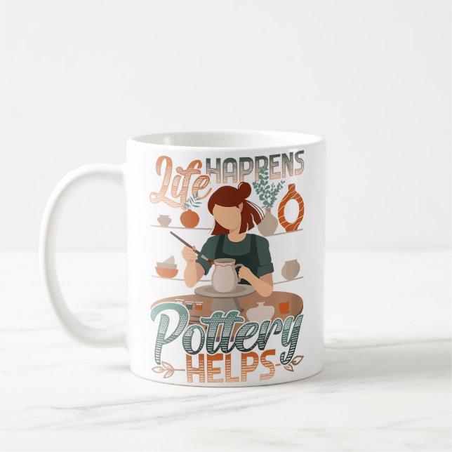 Mug La vie arrive Poterie aide argile céramique poteri (Gauche)